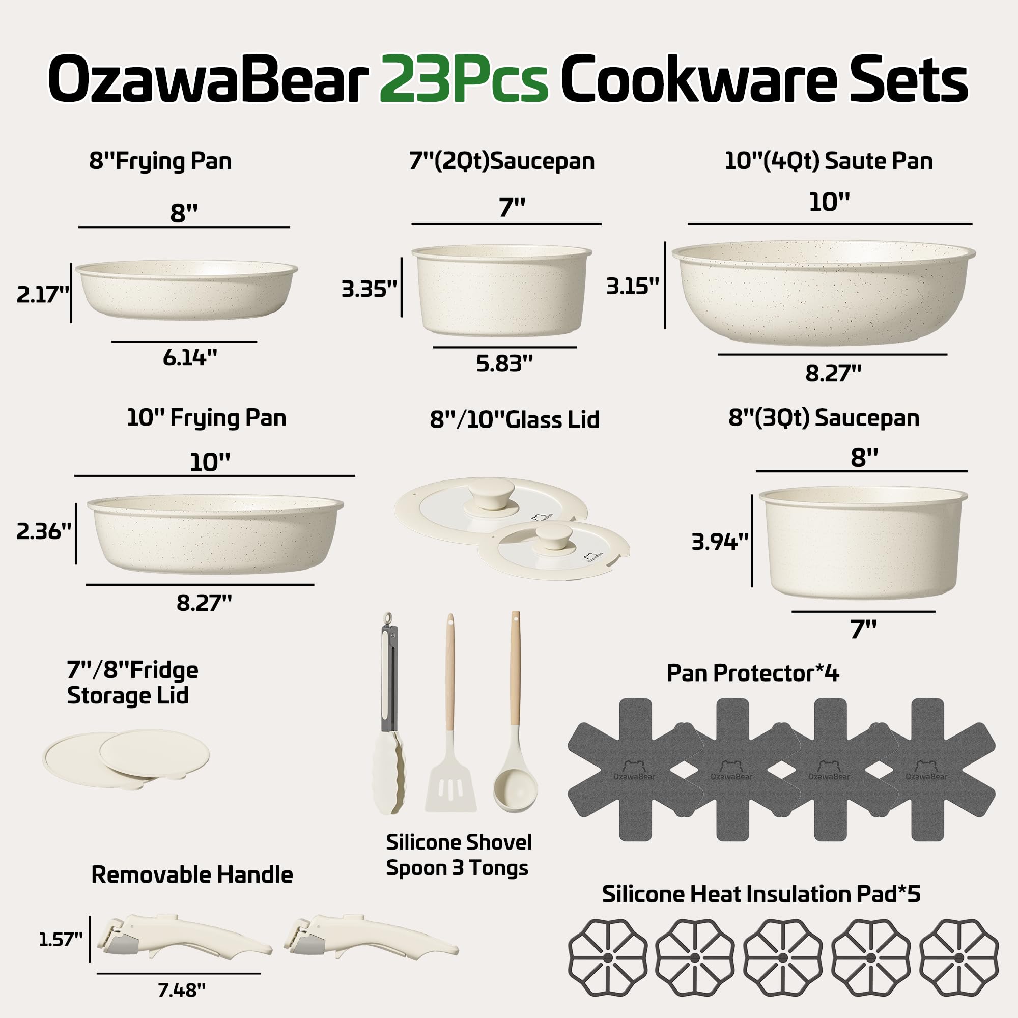 Revestimiento cerámico doble de OzawaBear para cocción sin teflón.
