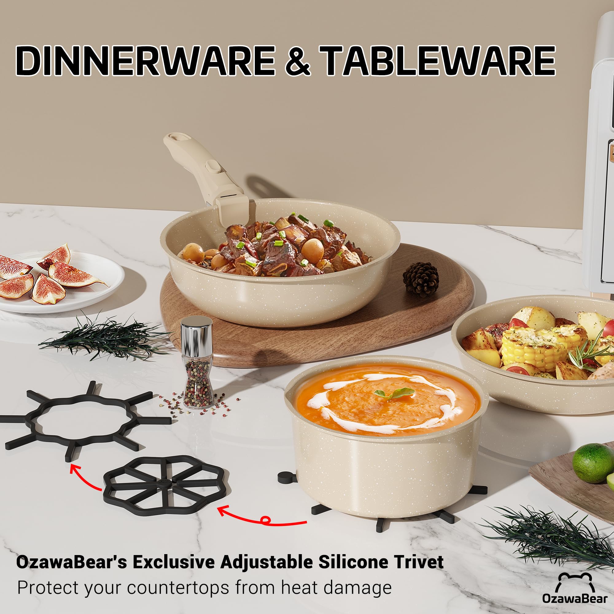 OzawaBear tapas silicona con rango de temperatura 100 a 170 Fahrenheit.