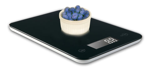 Diseño delgado y elegante de Ozeri Touch para cocinas modernas.