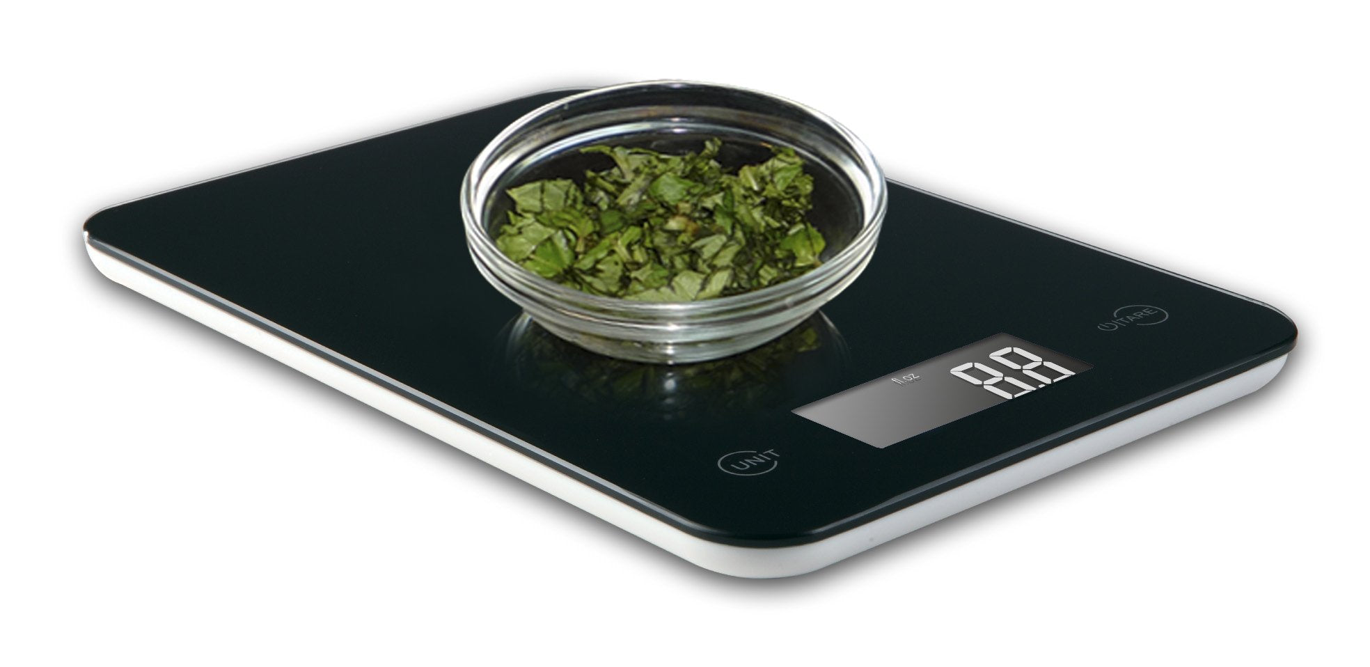 Rango de pesaje de 1 g a 5750 g en Ozeri Touch para porciones variadas.