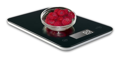 Tara automática en Ozeri Touch para obtener el peso neto sin envases.