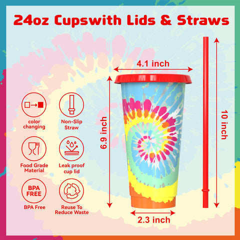 OZMOJOO set de 5 estilos de tazas color cambio tie-dye para cualquier ocasión.