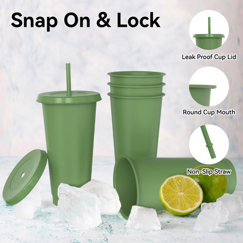 OZMOJOO tazas apilables 24 onzas, ahorro de espacio, color verde claro.