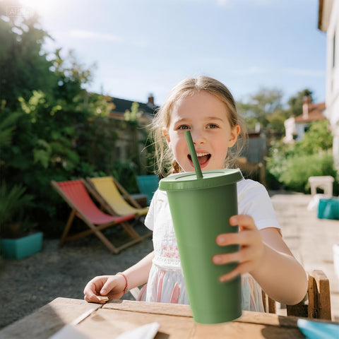 OZMOJOO vaso 24 onzas con pajilla, apto para bebidas frías, verde claro.