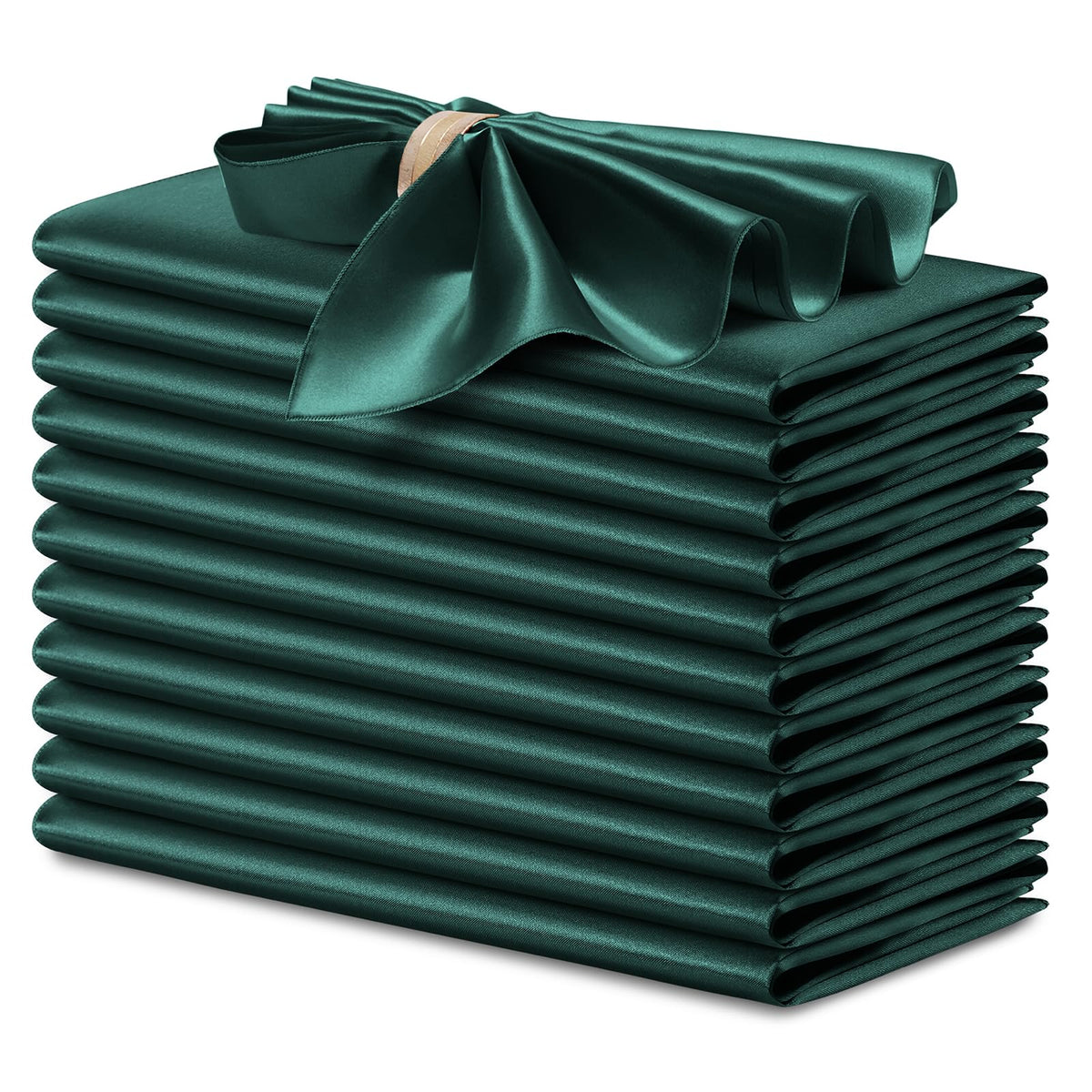 Servilleta satinada verde de P Pothuiny, 17x17 pulgadas, suave y elegante para mesas formales.
