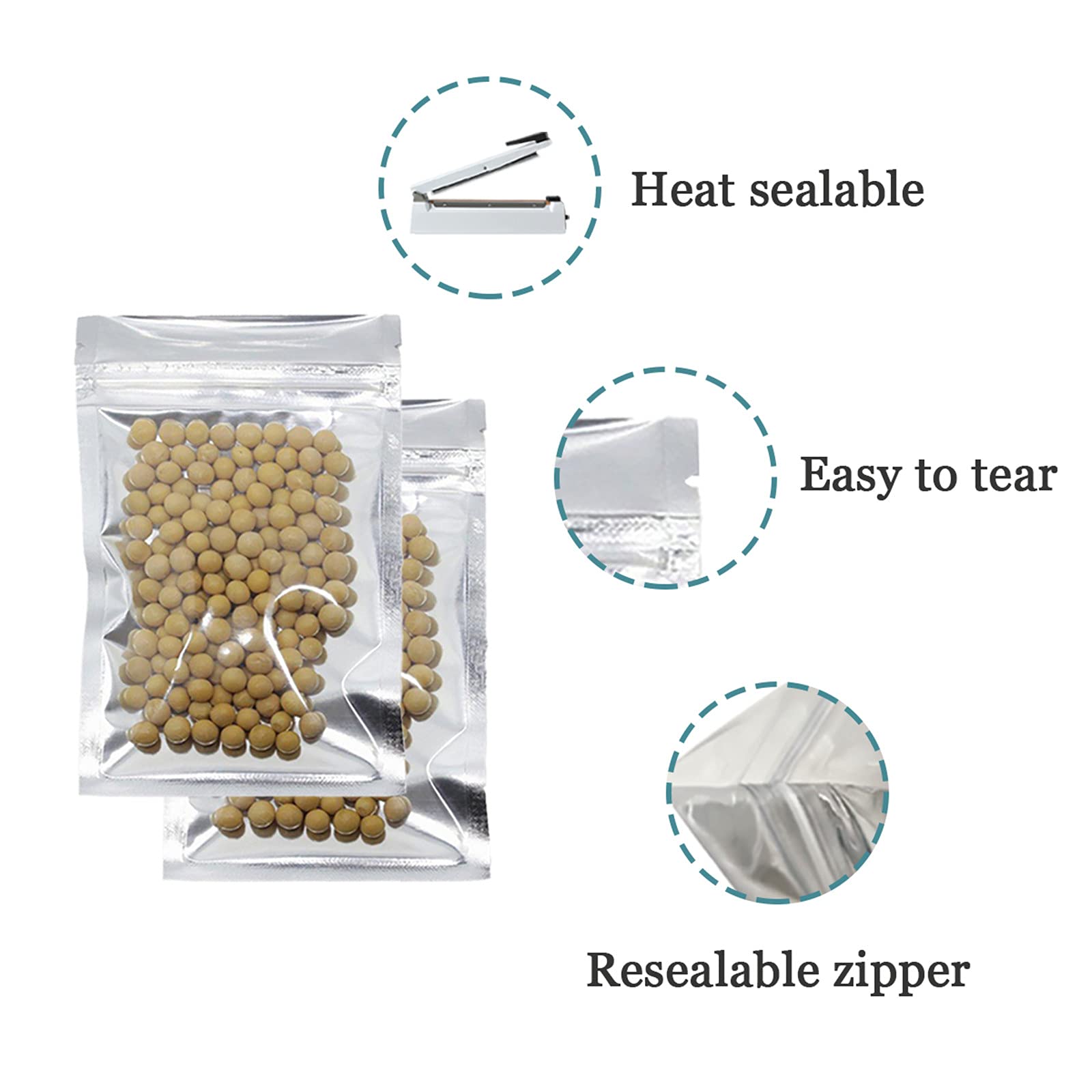 Sellado por calor con PABCK para almacenamiento seguro de alimentos.