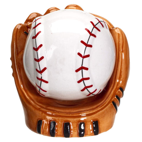 Pacific Giftware: beisbol guantes, salero y pimentero cerámico con diseño deportivo para la mesa.