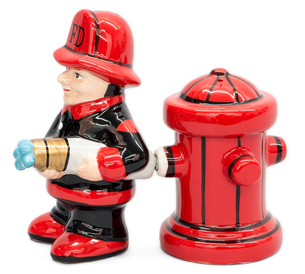 Pacific Giftware bombero con manguera y hidrante, salero y pimentero decorativos para cocina