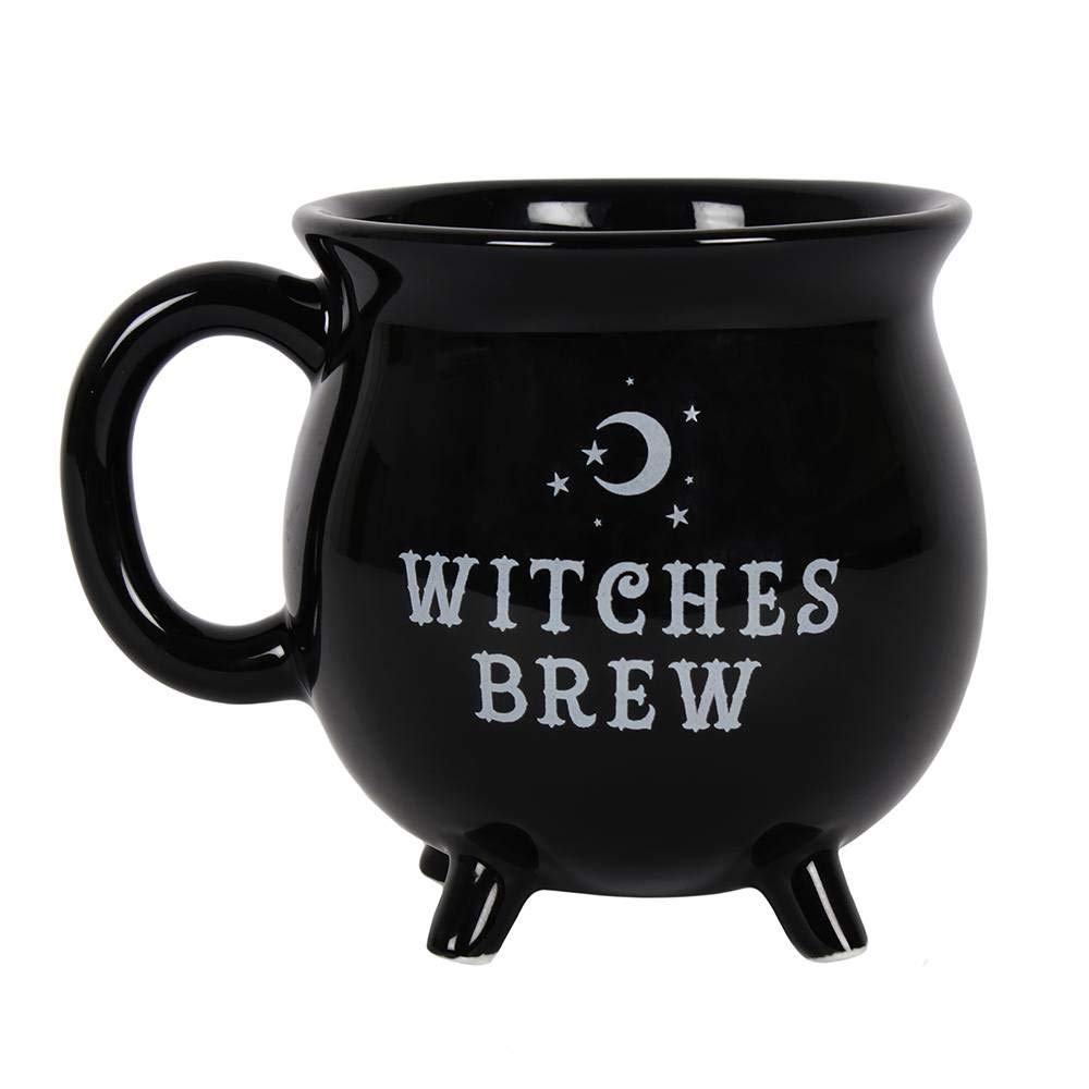 Pacific Giftware caldero cerámica negro frente, ideal para bebidas temáticas.