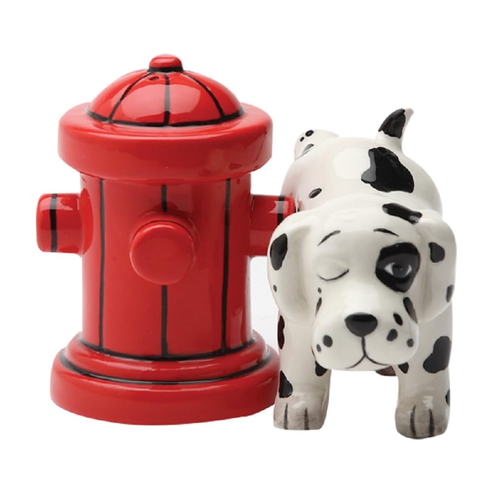 Pacific Giftware dálmata con hidrante, juego magnético de sal y pimienta para comedor o bar