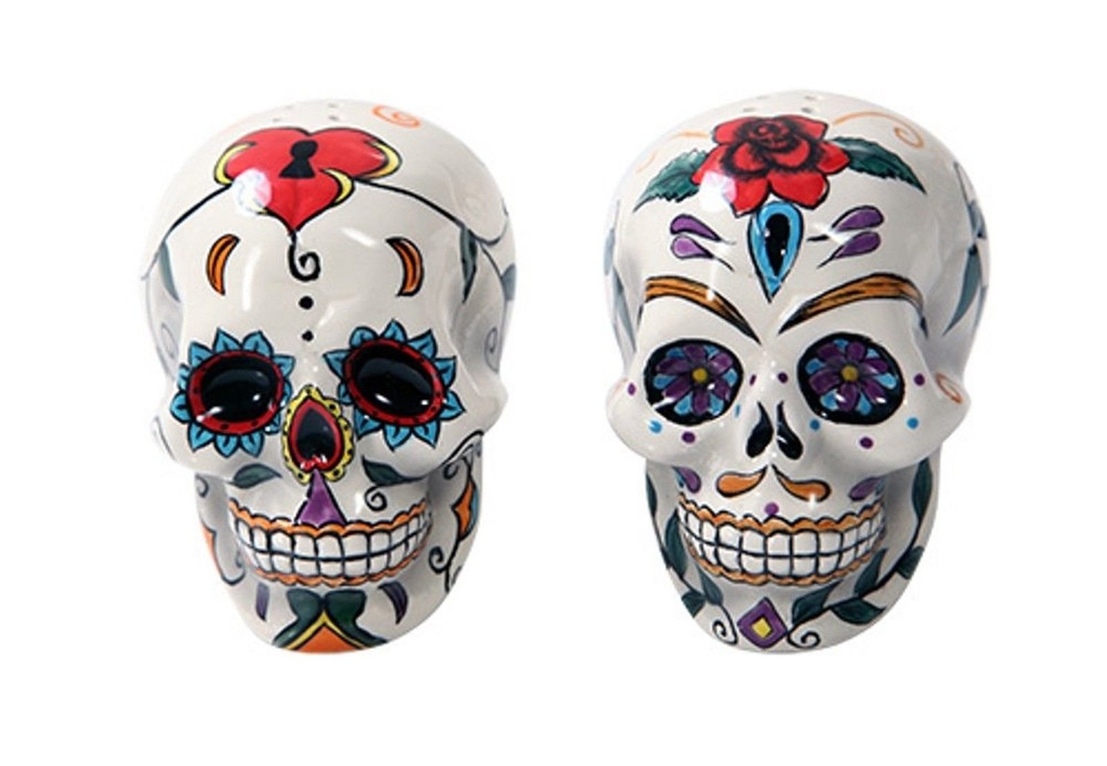 Pacific Giftware cráneos Día de los Muertos, salero y pimentero decorativos para la mesa