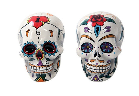 Pacific Giftware cráneos Día de los Muertos, salero y pimentero decorativos para la mesa