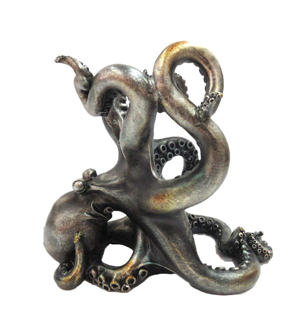 Pacific Giftware escultura porta-vino pulpo plateada, ideal como regalo náutico