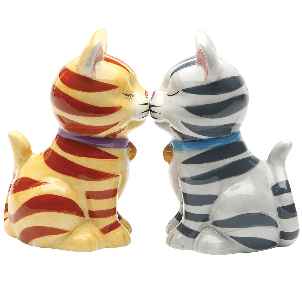 Pacific Giftware: gatitos cerámicos besándose, juego de sal y pimienta decorativo y práctico.