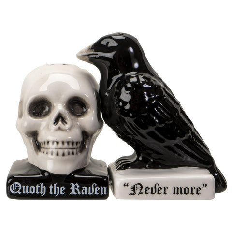 Conjunto Quoth The Raven de Pacific Giftware, salero y pimienta listos para regalo.
