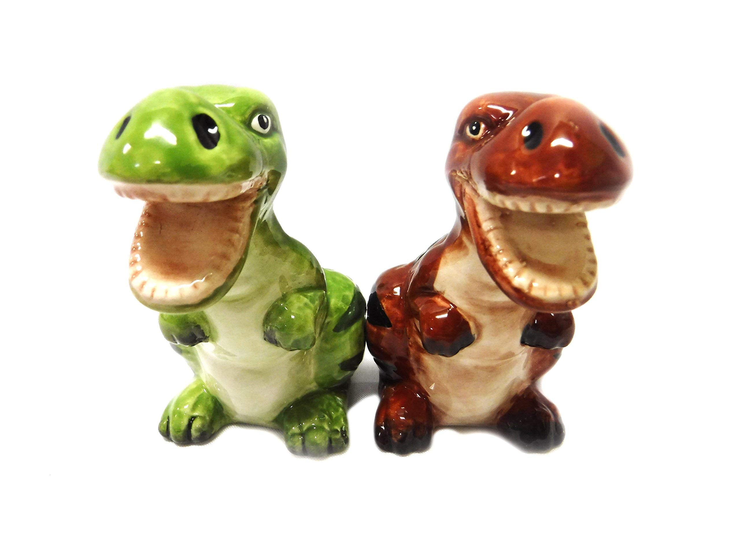 Pacific Giftware salero y pimentero dinosaurio magnético, acento decorativo para la cocina.