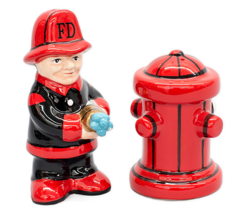 Pacific Giftware salero y pimentero en forma de bombero, ideal para mesa