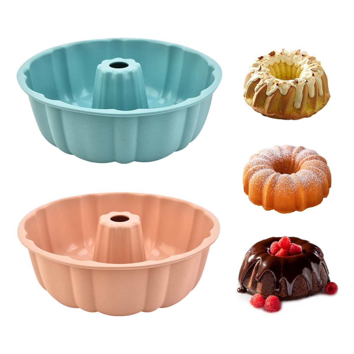 PADELE dúo de bandejas de silicona para hornear 10 pulgadas, antiadherentes y fáciles de desmoldar.