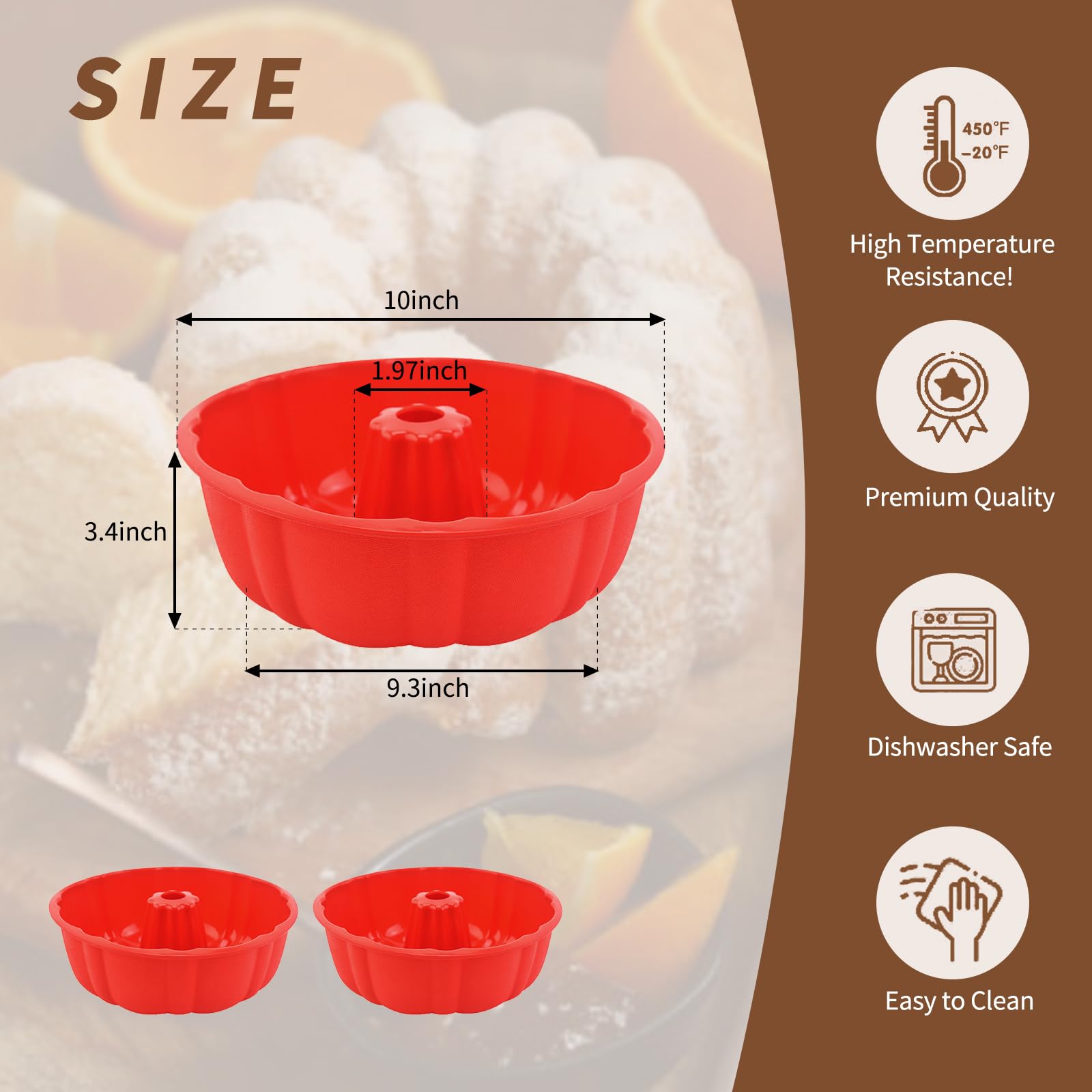 PADELE molde de silicona para pasteles de 10 pulgadas, apto para horno