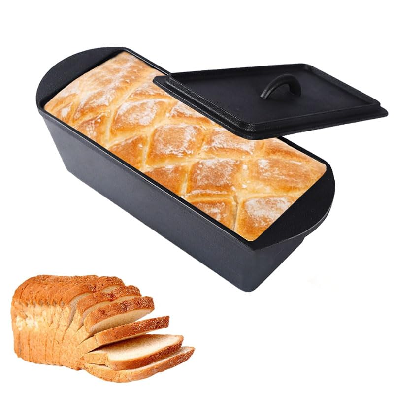 PADELE pan de hierro con tapa 2lb, exterior crujiente para pan casero