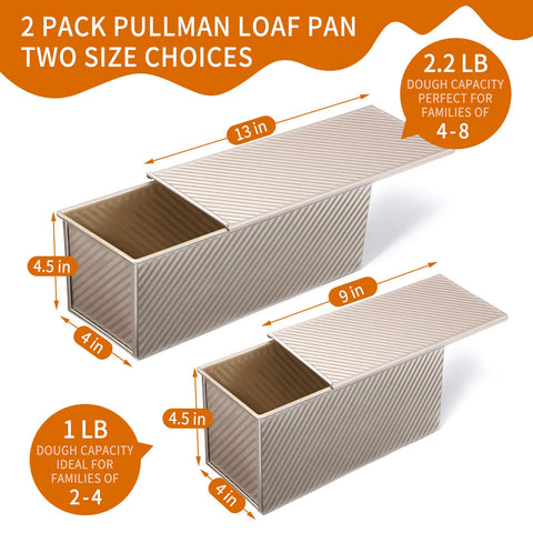PADELE pan mini Pullman 9x4 con tapa, porciones prácticas