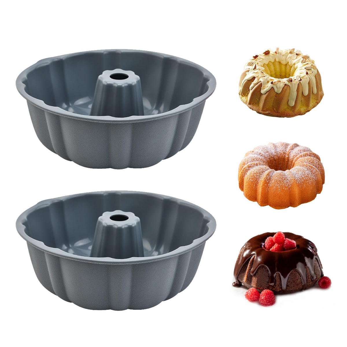 PADELE pan silicona para bizcocho de 10 pulgadas, desmolado fácil y sin pegar