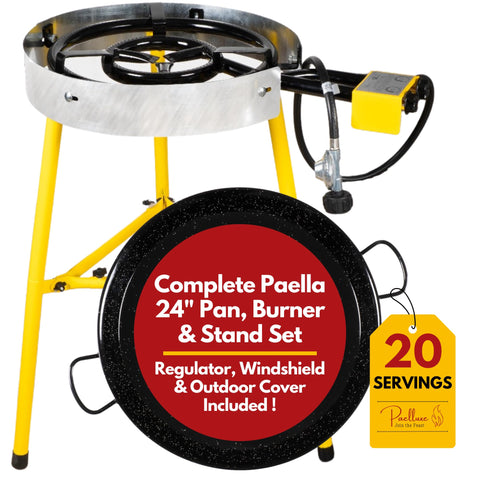 Paelluxe quemador para paella de 24 pulgadas, rendimiento estable para exteriores.