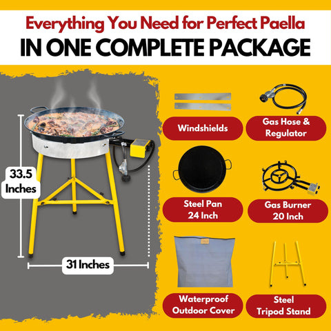 Paelluxe soporte para paella robusto, base duradera para uso al aire libre.
