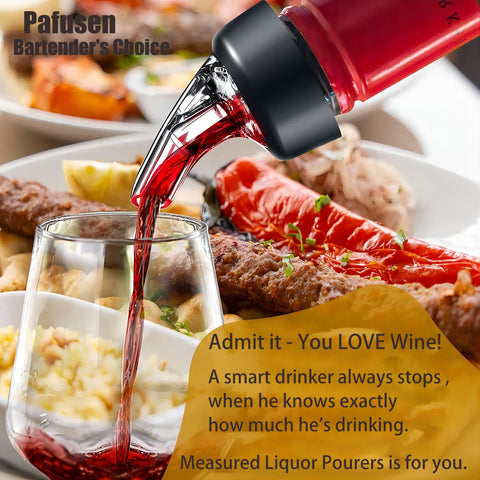 Conjunto de 6 dosificadores Pafusen para botellas, ideal para bares.