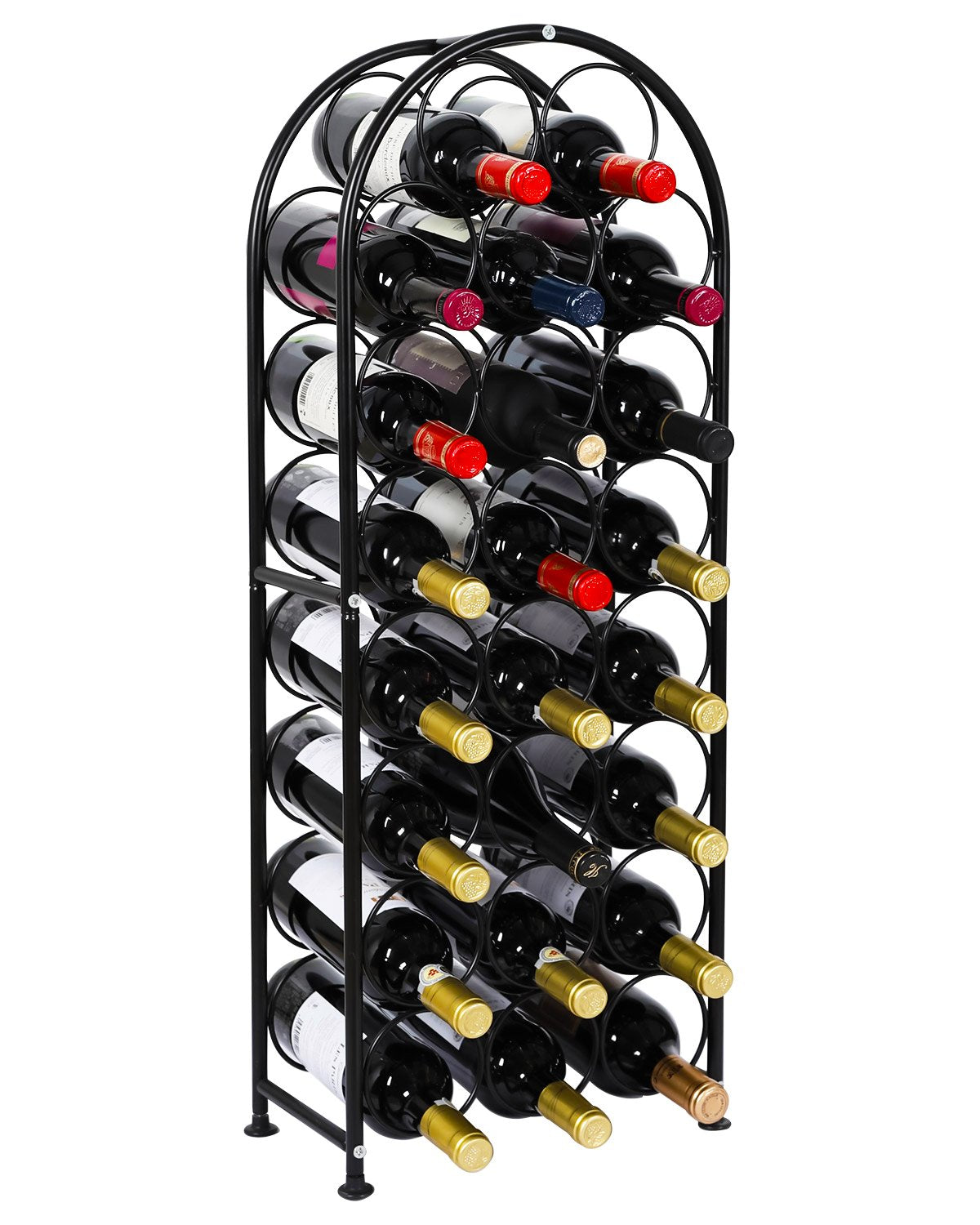 PAG 23 botellas arco suelo metal: expositor resistente para vinos