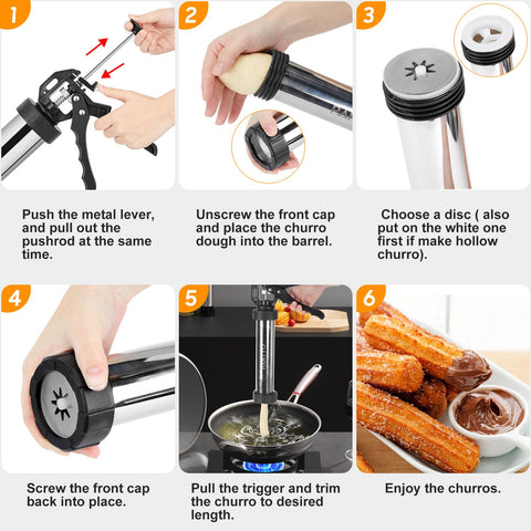 PAHTTO Boquillas acero, 7 formas para churros y rellenos creativos.