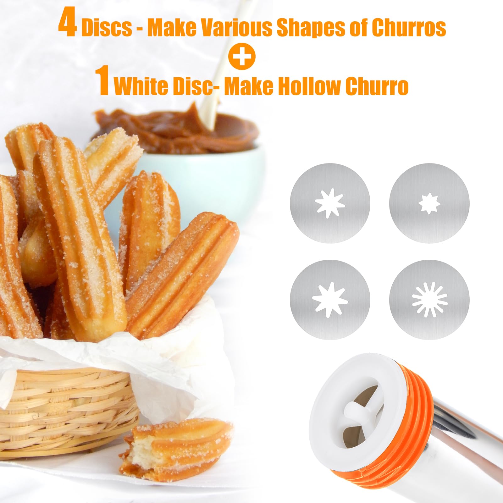 Disco blanco para churros huecos de PAHTTO, ideal para rellenos.