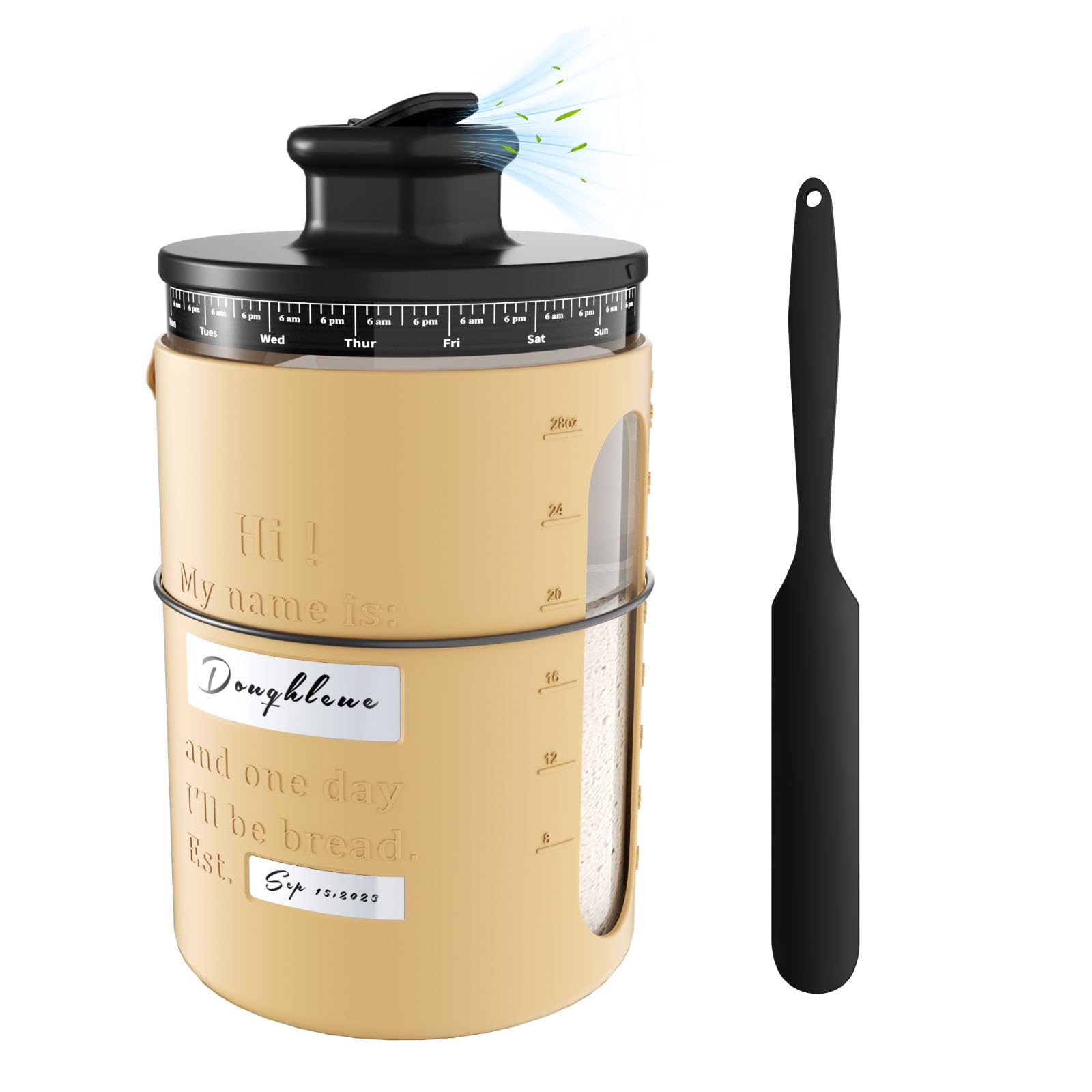 Pakusane frasco de cristal para masa madre con capacidad de 34 oz y vista clara de burbujas