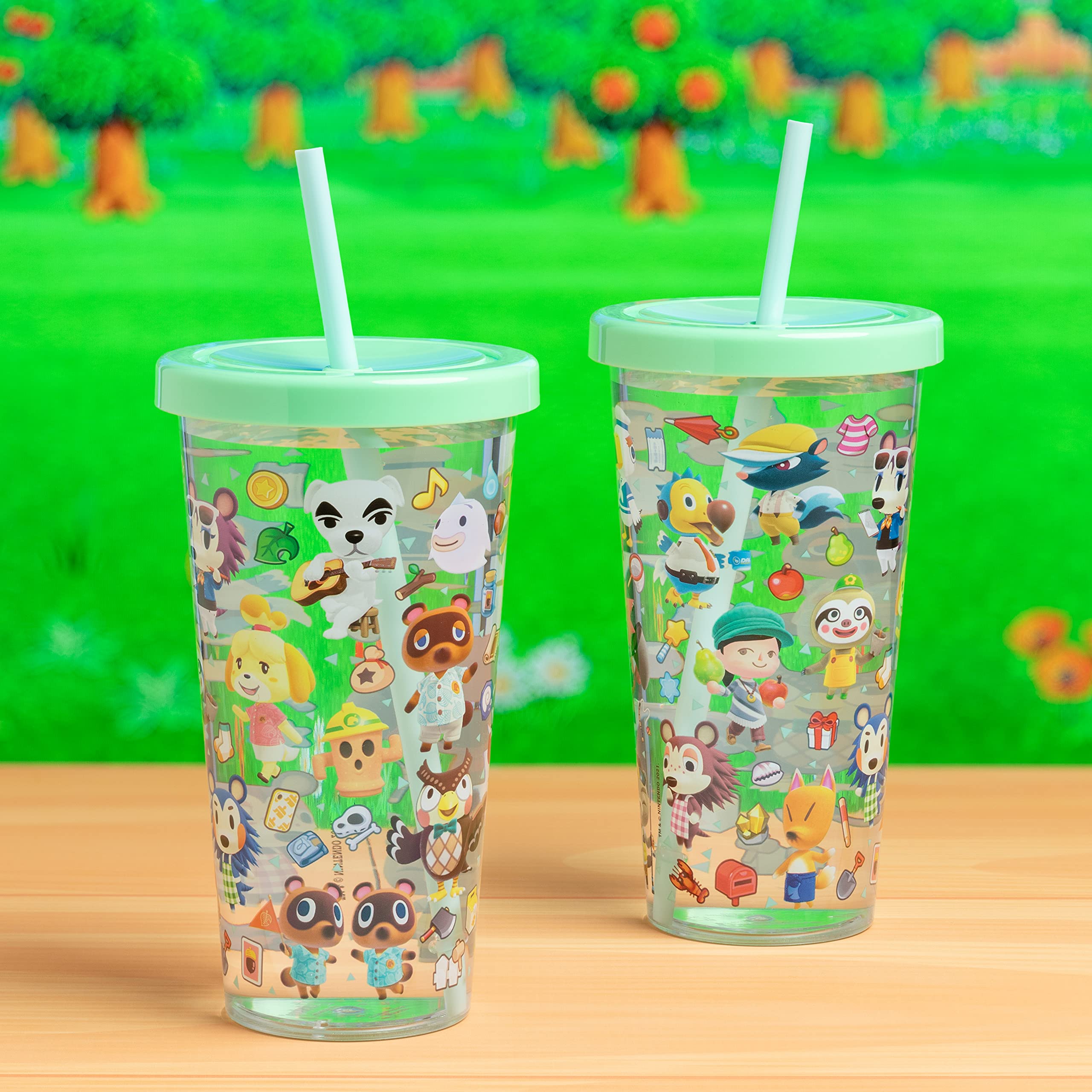Diseño impreso de personajes de Animal Crossing en vaso Paladone, ideal para colección