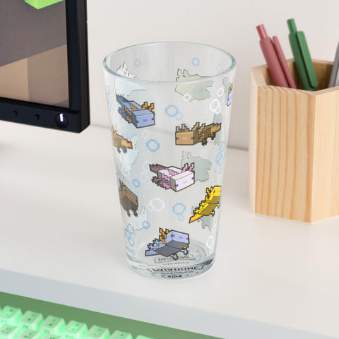 Paladone Minecraft Axolotl Vaso de vidrio, licenciado, perfecto regalo para fans.