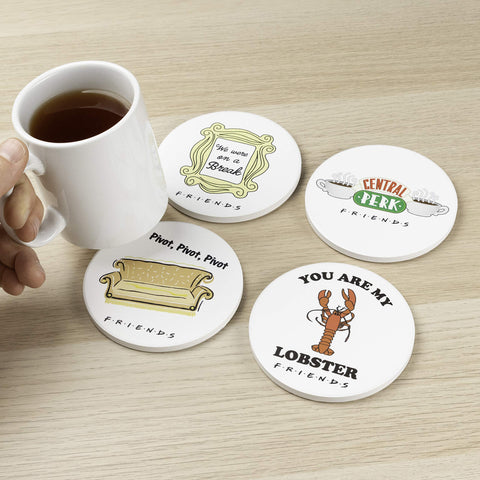 Posavasos Paladone con frases de Friends, diseño temático para evitar manchas.