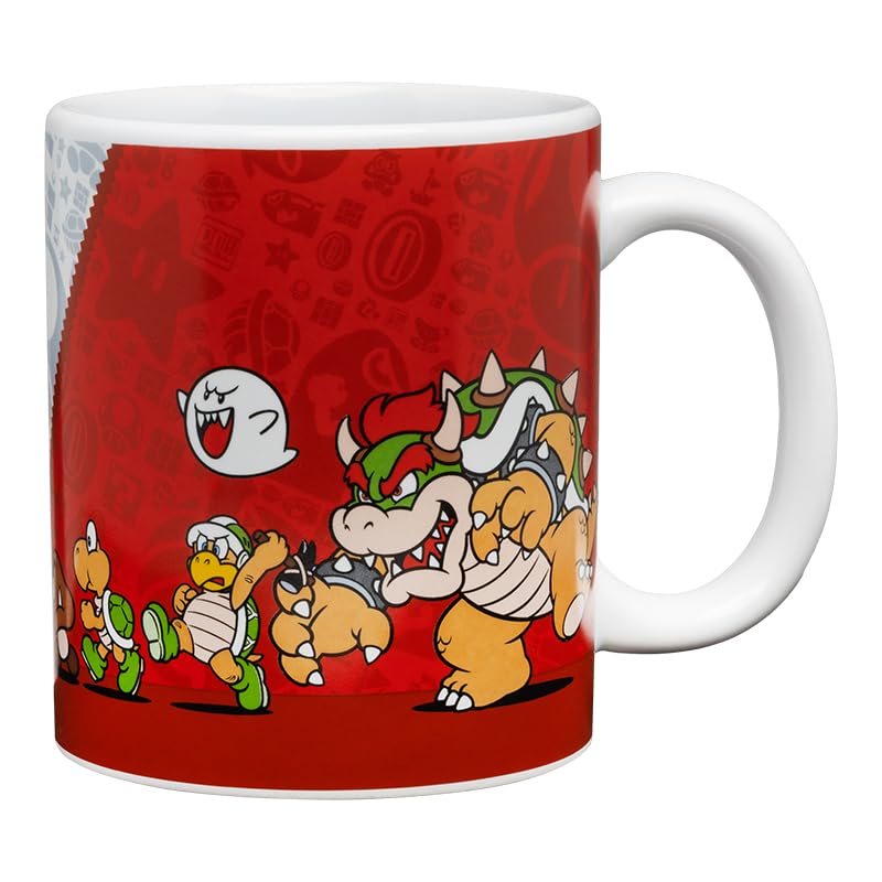 Detalle de arte frontal y trasero, Paladone Mug para coleccionistas nostálgicos