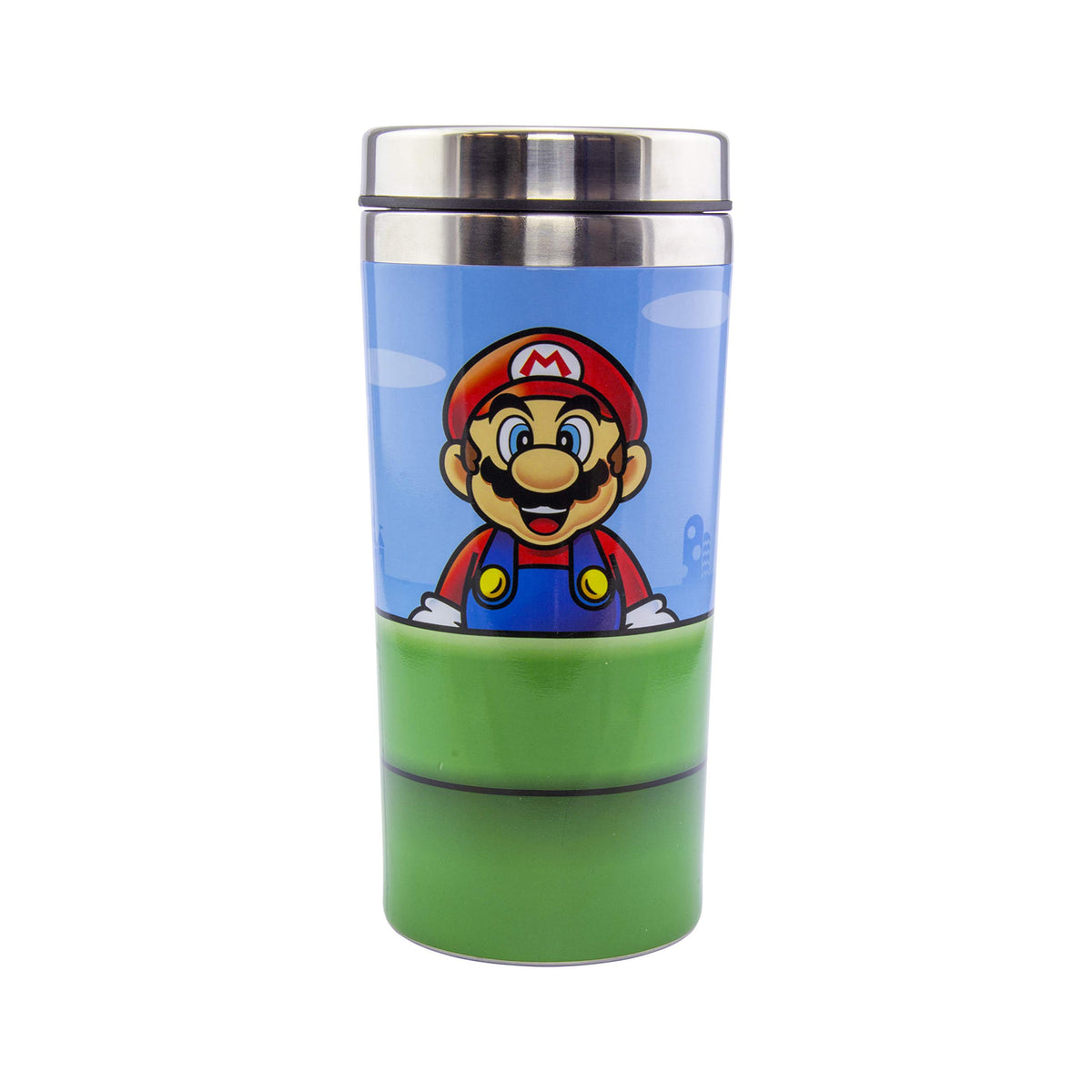 Paladone Super Mario Warp Pipe, taza de viaje con Mario en un lado y Luigi en el otro