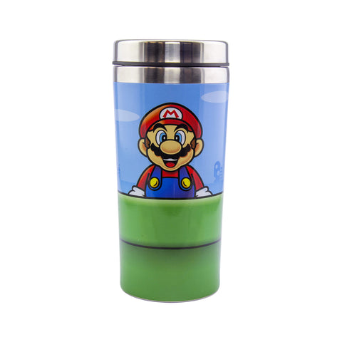 Paladone Super Mario Warp Pipe, taza de viaje con Mario en un lado y Luigi en el otro
