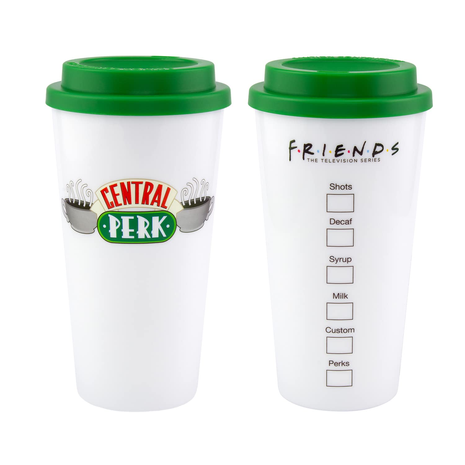Taza de viaje Paladone Friends con Central Perk, ideal para café sobre la marcha.