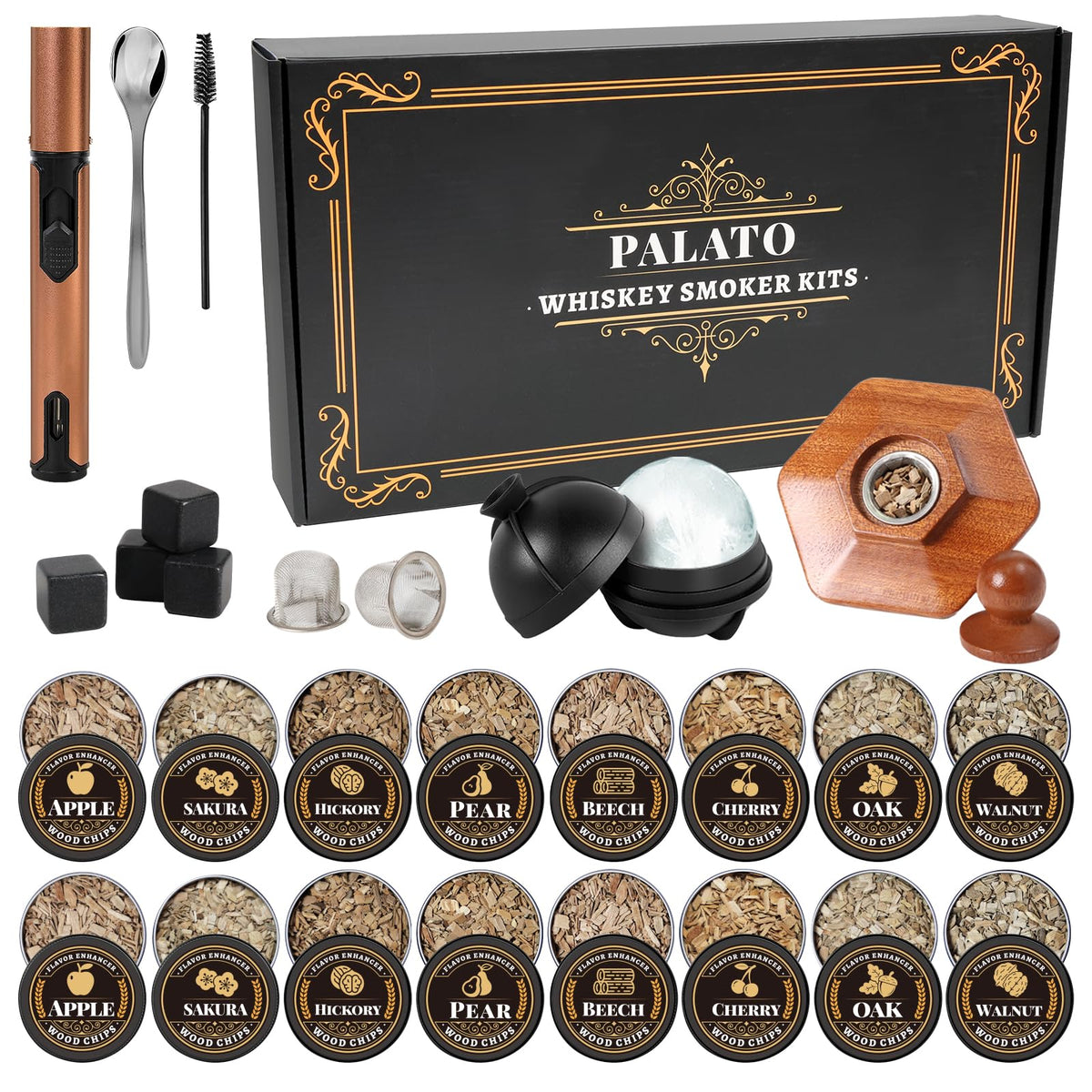 Palato kit humo whisky 27 piezas para cócteles en casa.