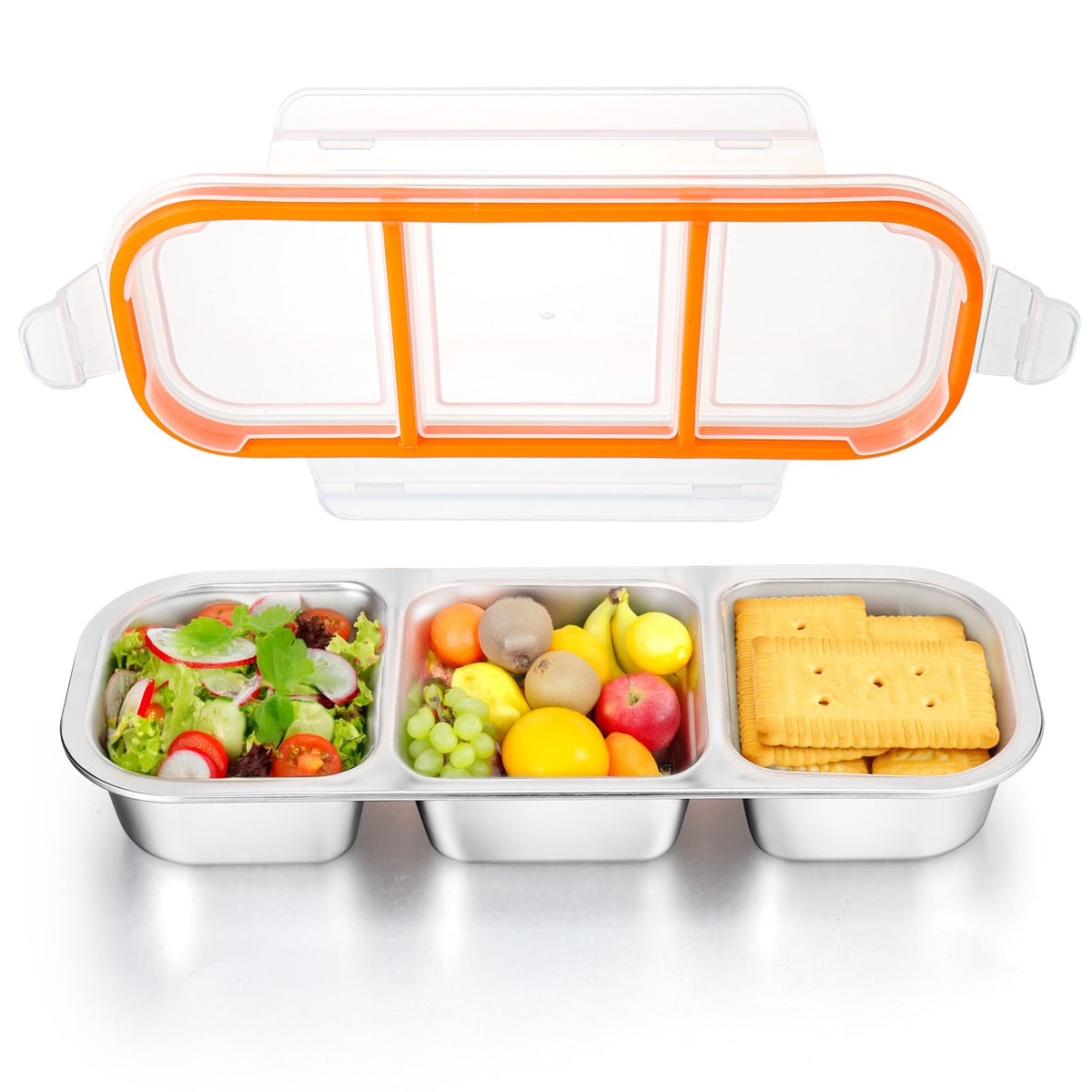 Palksky Caja Snackle, acero inoxidable, caja duradera para meriendas