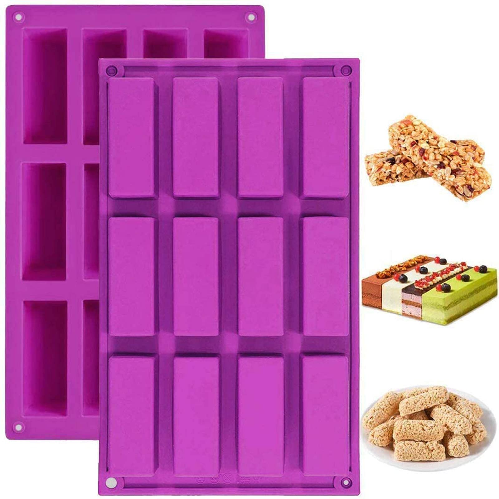 Palksky molde rectangular de 12 cavidades para barras, desmolde fácil.
