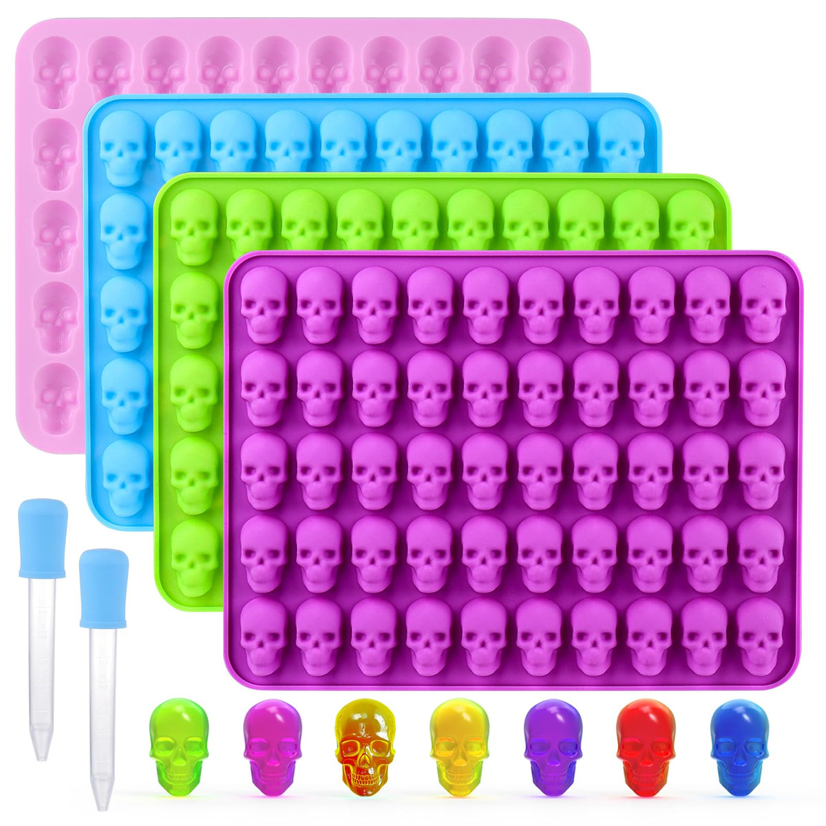 Palksky molde silicona calavera para gominolas, ideal para la Noche de Brujas.
