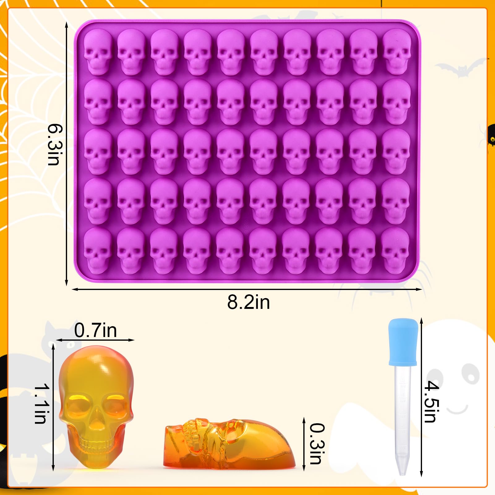 Palksky molde calavera silicona, perfecto para chucherías y dulces.