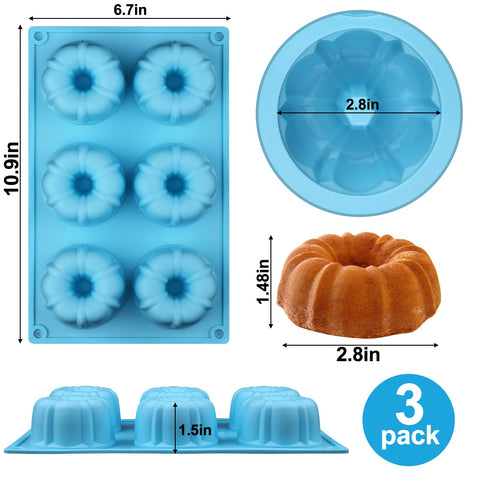 Palksky molde silicona mini Bundt, fácil limpieza y lavavajillas.