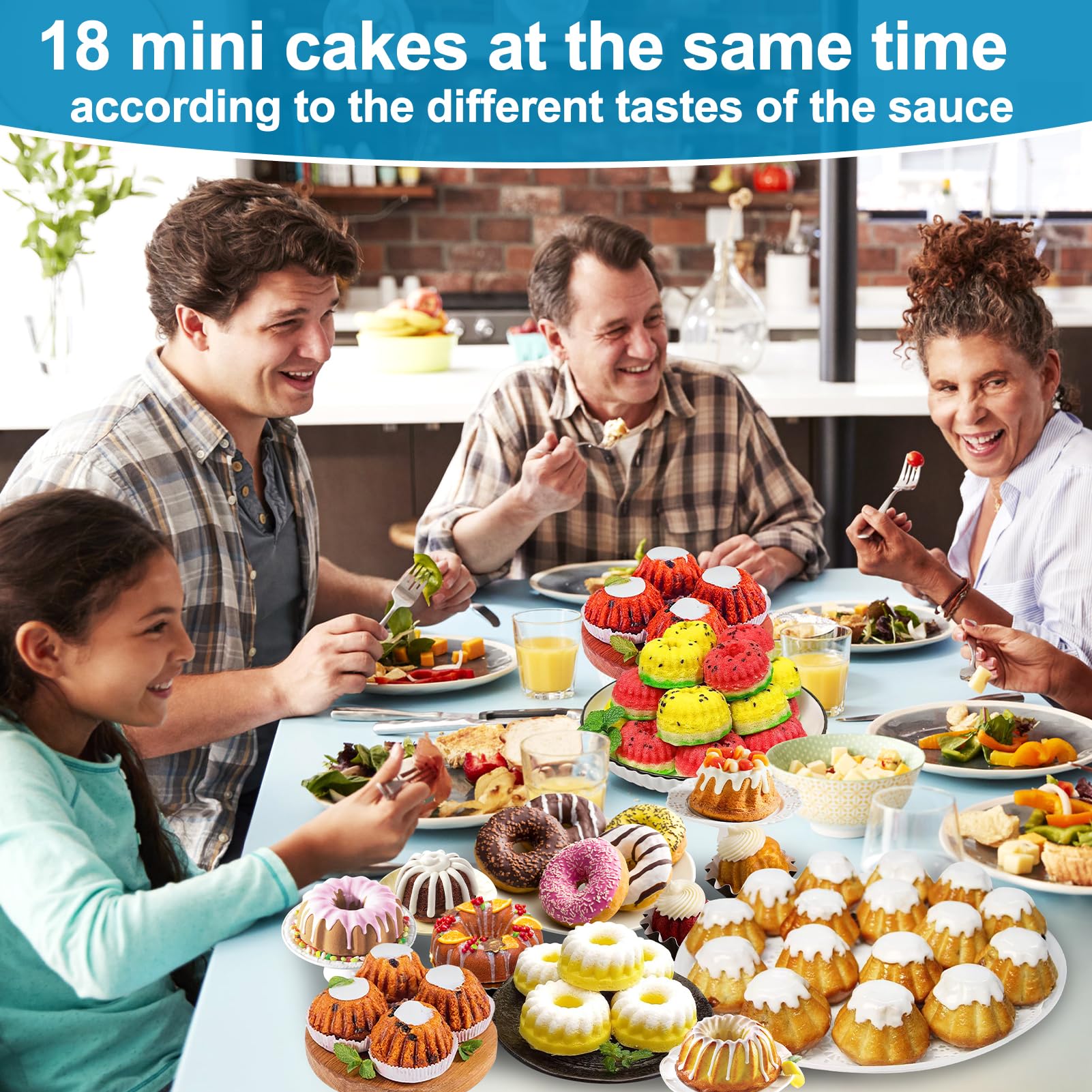 Palksky molde silicona mini Bundt, porciones pequeñas listas para servir.