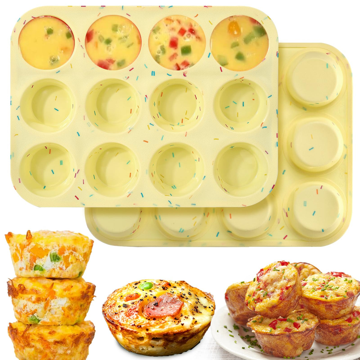Moldes Palksky silicona con 12 cavidades, perfectos para desayunos familiares de forma uniforme.