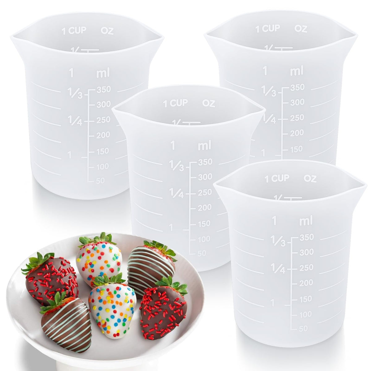 Palksky tazas silicona derretir chocolate: visualización clara para medir con precisión.