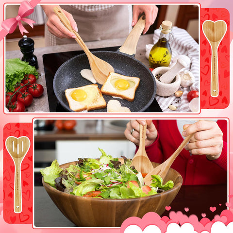 PAMASE cuchara corazón bambú, diseño romántico para decorar la mesa.